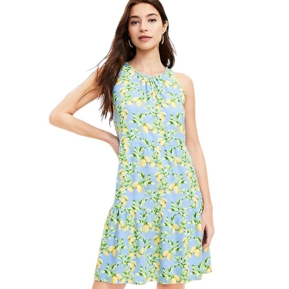 Loft Lemon Tiered Swing Dress Size - Picture 1 of 11